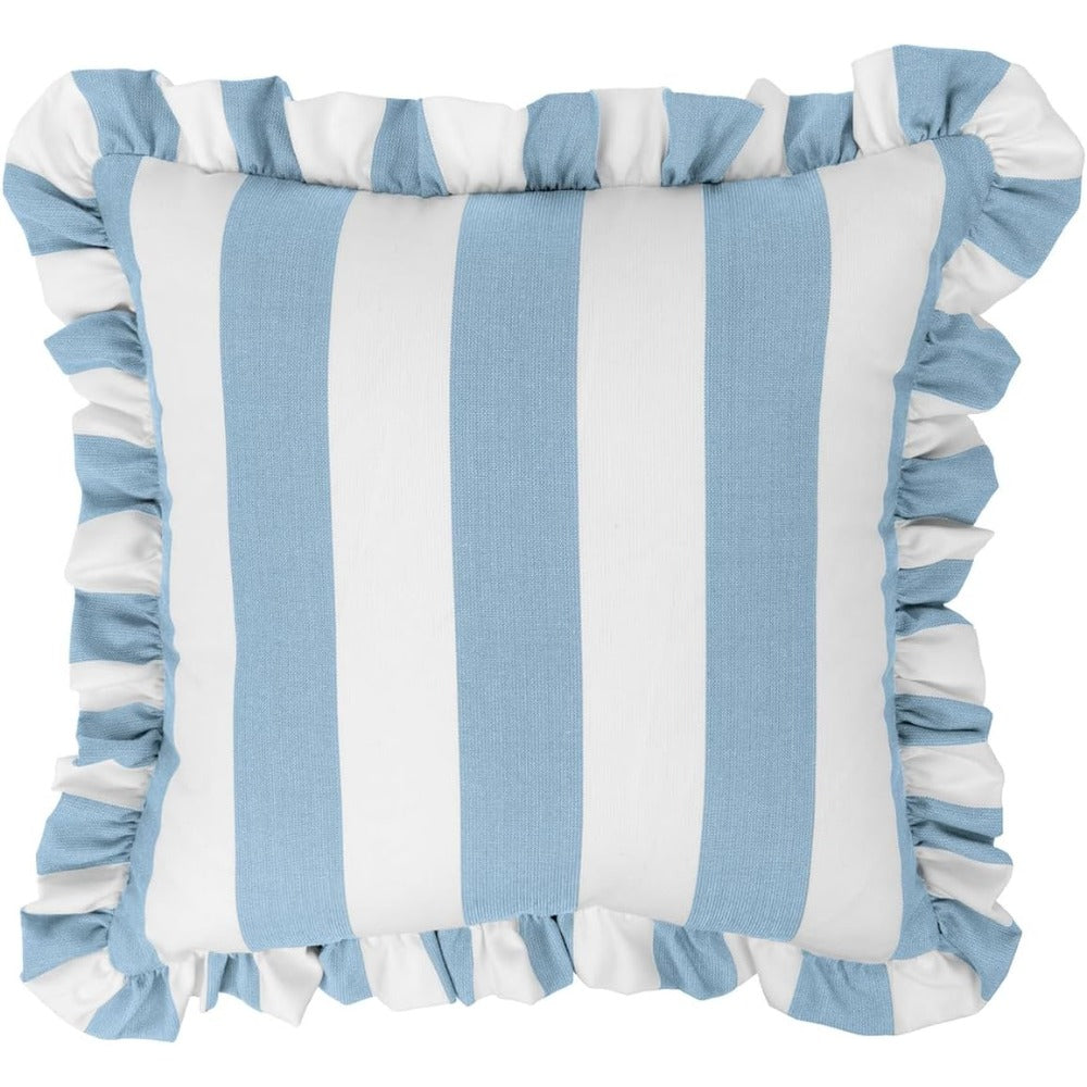 Stripe Outdoor Throw Pillows Ruffle Trim Reversible Cushion