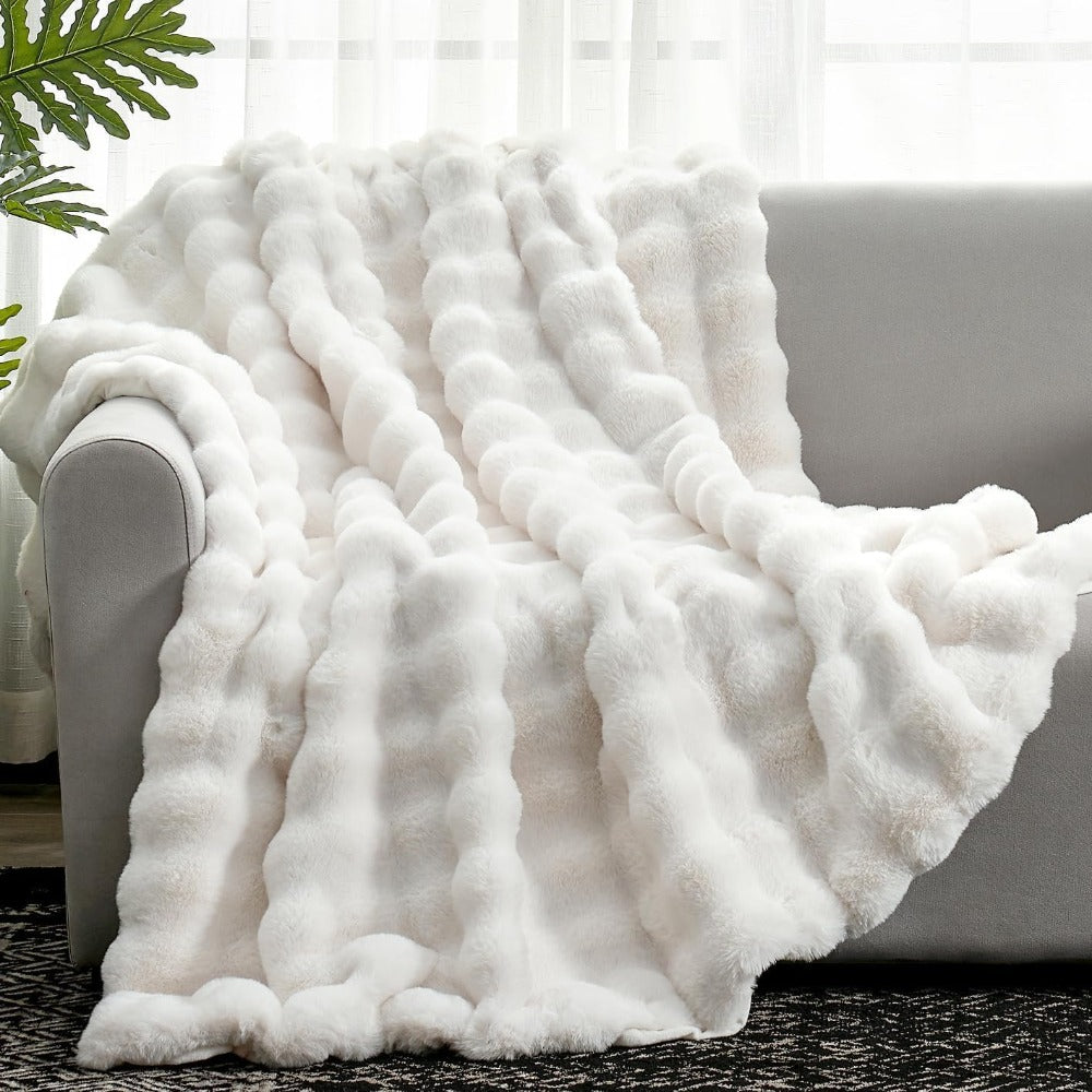 Faux Fur Throw Blanket Thick Plush Soft Cozy Blanket