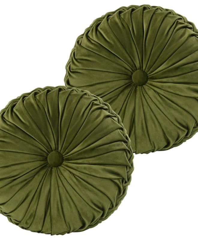 Round Pleated Velvet Throw Pillow Pumpkin Shape Cushion