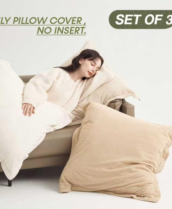 Striped Corduroy Throw Pillow Covers Soft Decorative Cushion Covers