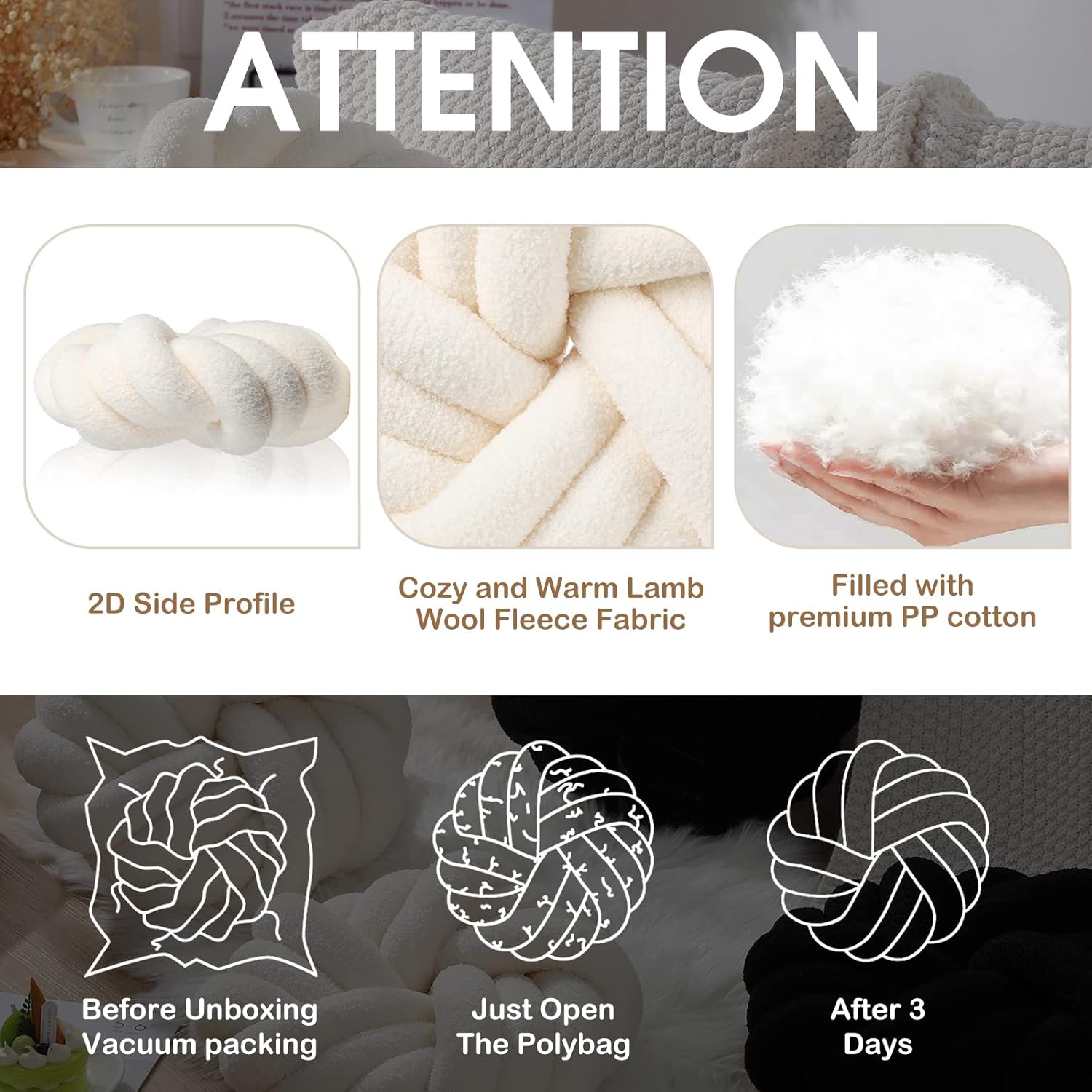 Knot Ball Throw Pillow Plush Decorative Cushion for Sofa and Bedroom - Image 4