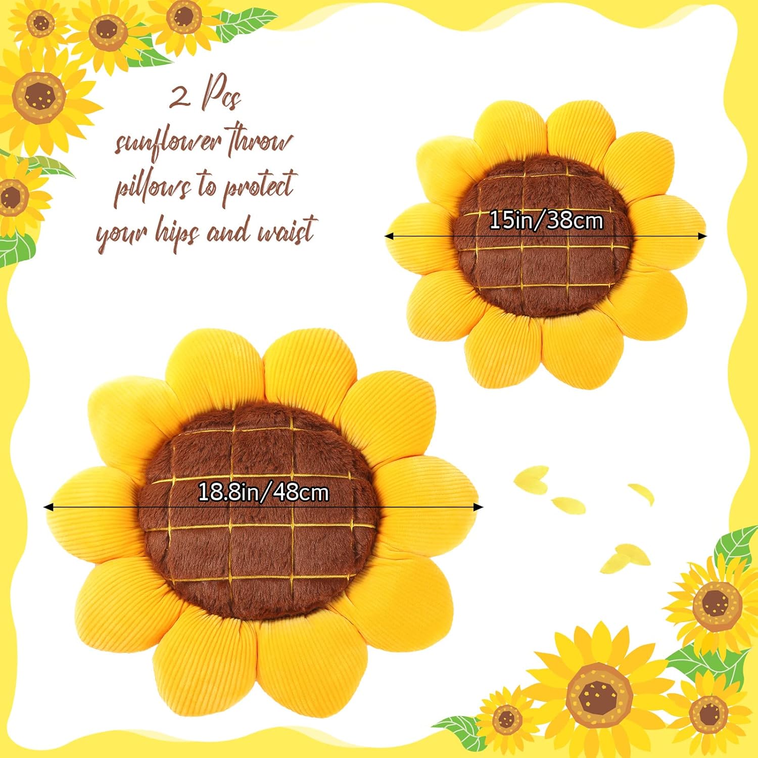 Sunflower Shaped Floor Pillow Plush Decorative Cushion - Image 2