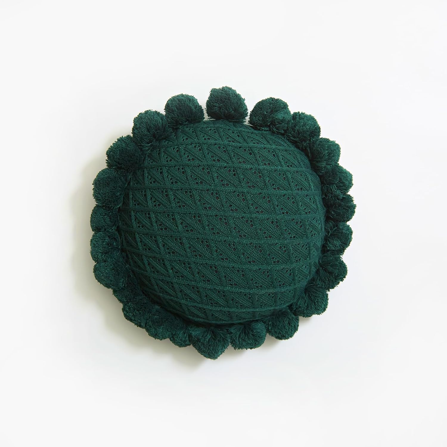 Round Knitted Throw Pillow Boho Tassel Decorative Cushion - Image 8