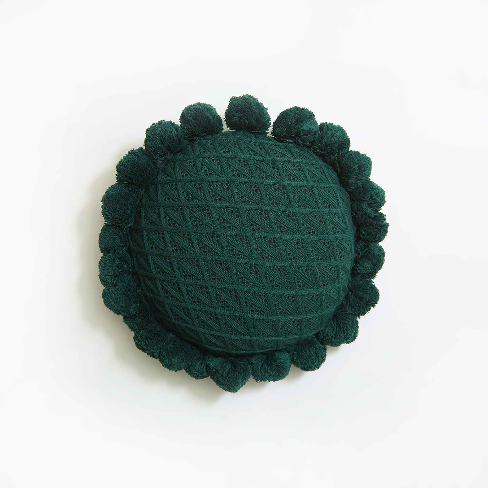 Round Knitted Throw Pillow Boho Tassel Decorative Cushion - Image 15