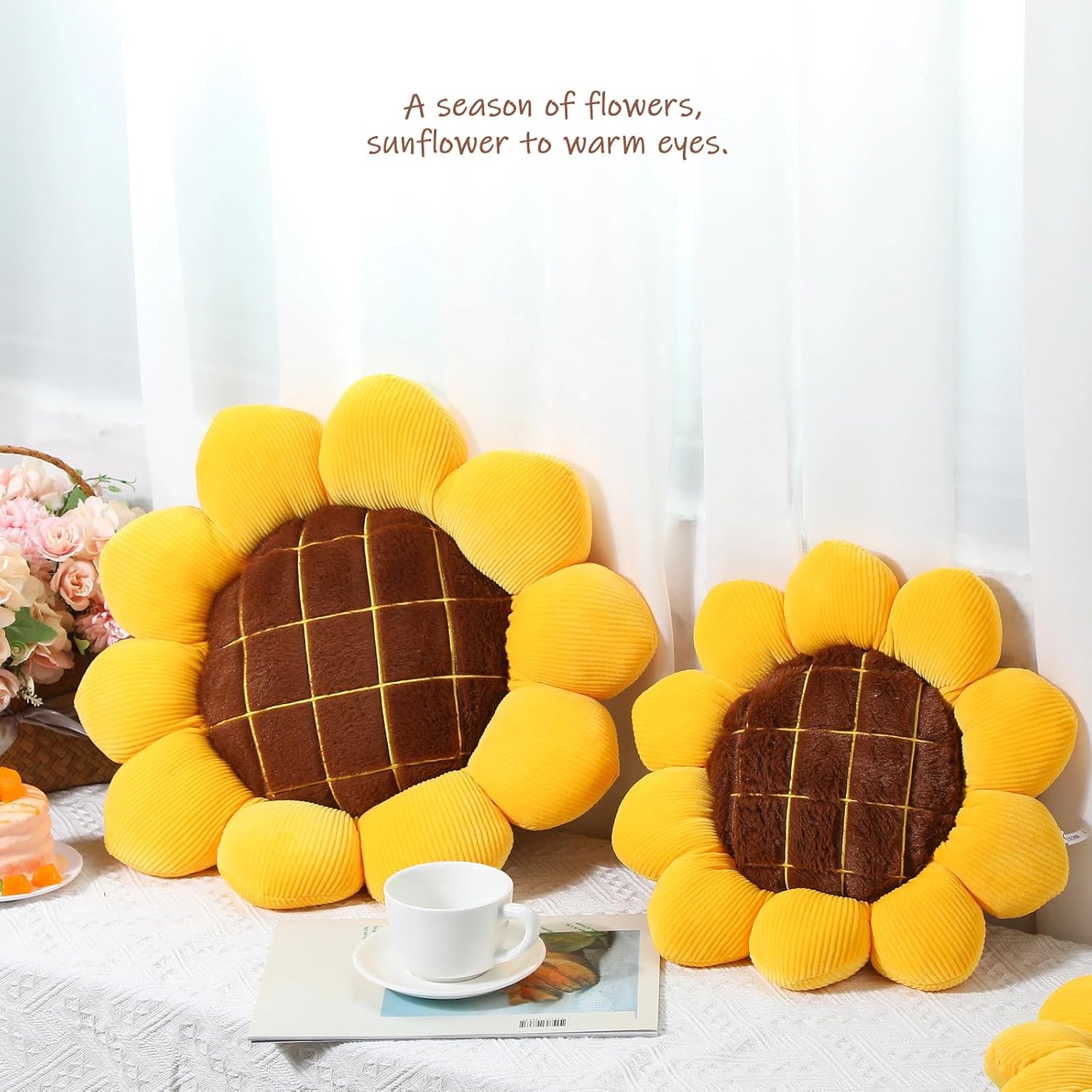 Sunflower Shaped Floor Pillow Plush Decorative Cushion - Image 6