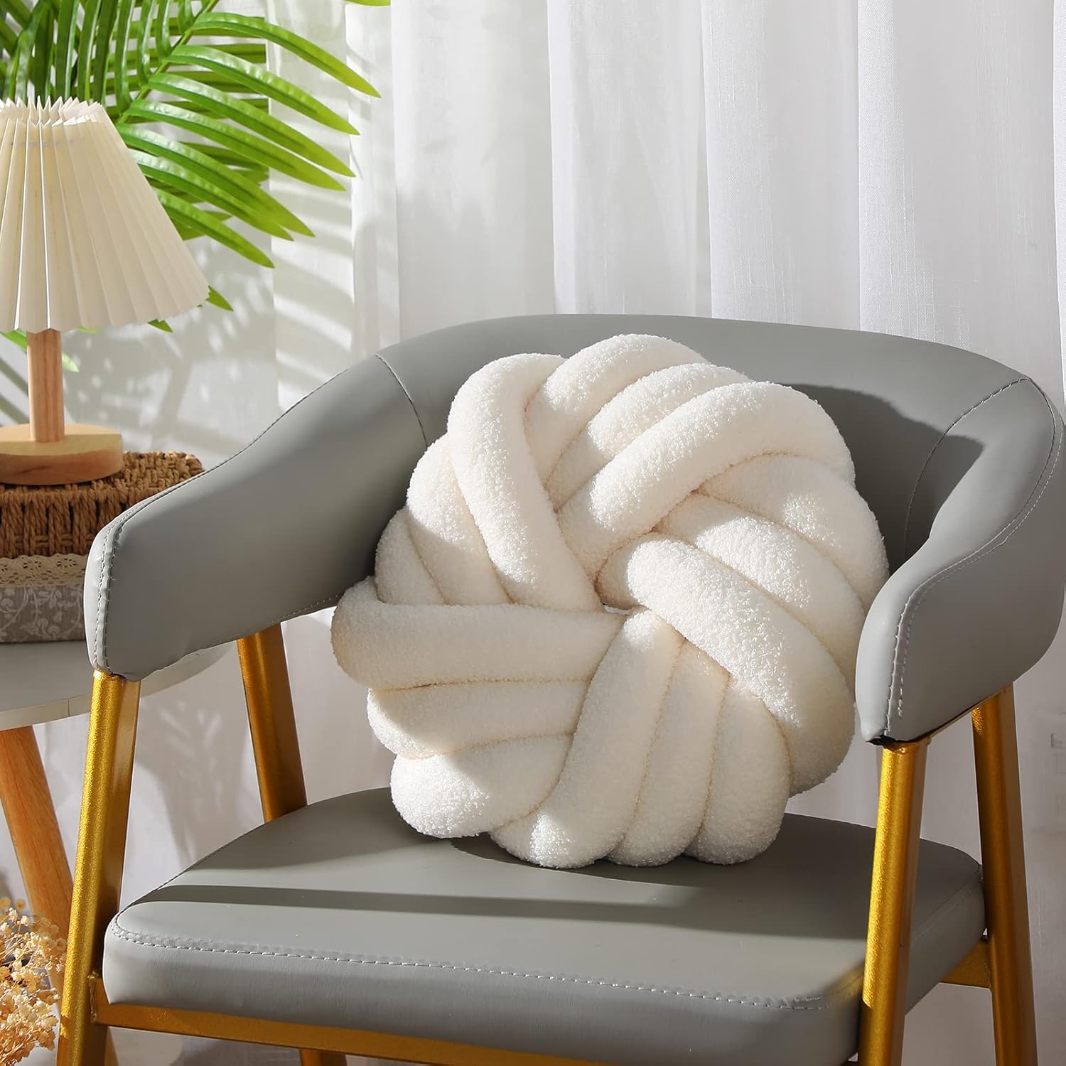 Knot Ball Throw Pillow Plush Decorative Cushion for Sofa and Bedroom - Image 5