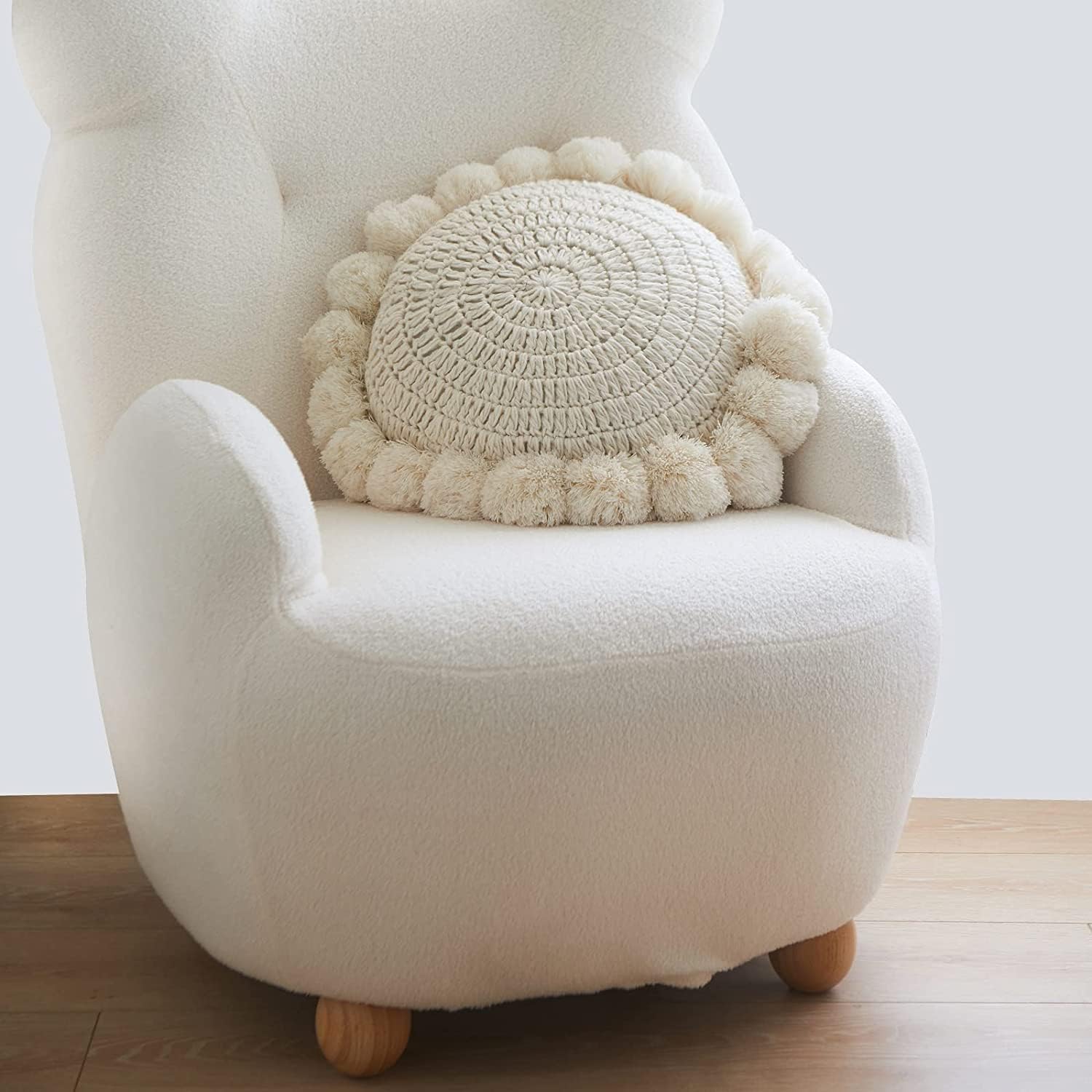 Round Knitted Throw Pillow Boho Tassel Decorative Cushion - Image 7