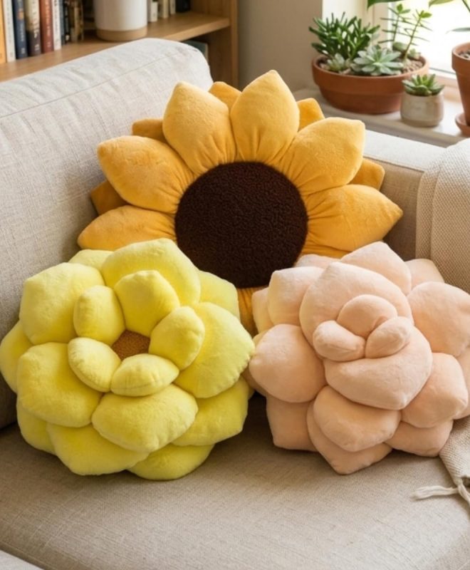 Sunflower Shaped Plush Throw Pillow Decorative Cushion