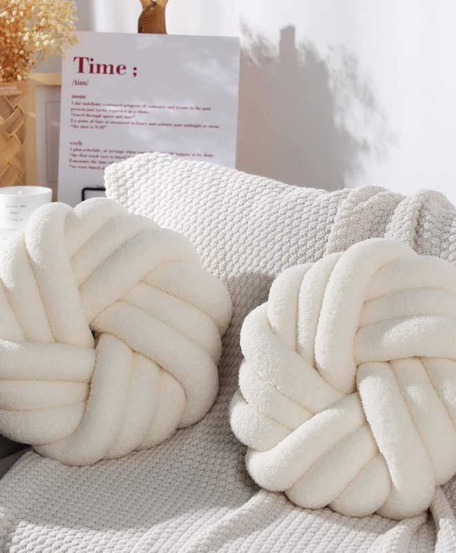 Knot Ball Throw Pillow Plush Decorative Cushion for Sofa and Bedroom