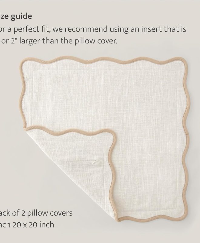 Cotton Scalloped Edge Throw Pillow Covers Decorative Cushion Covers