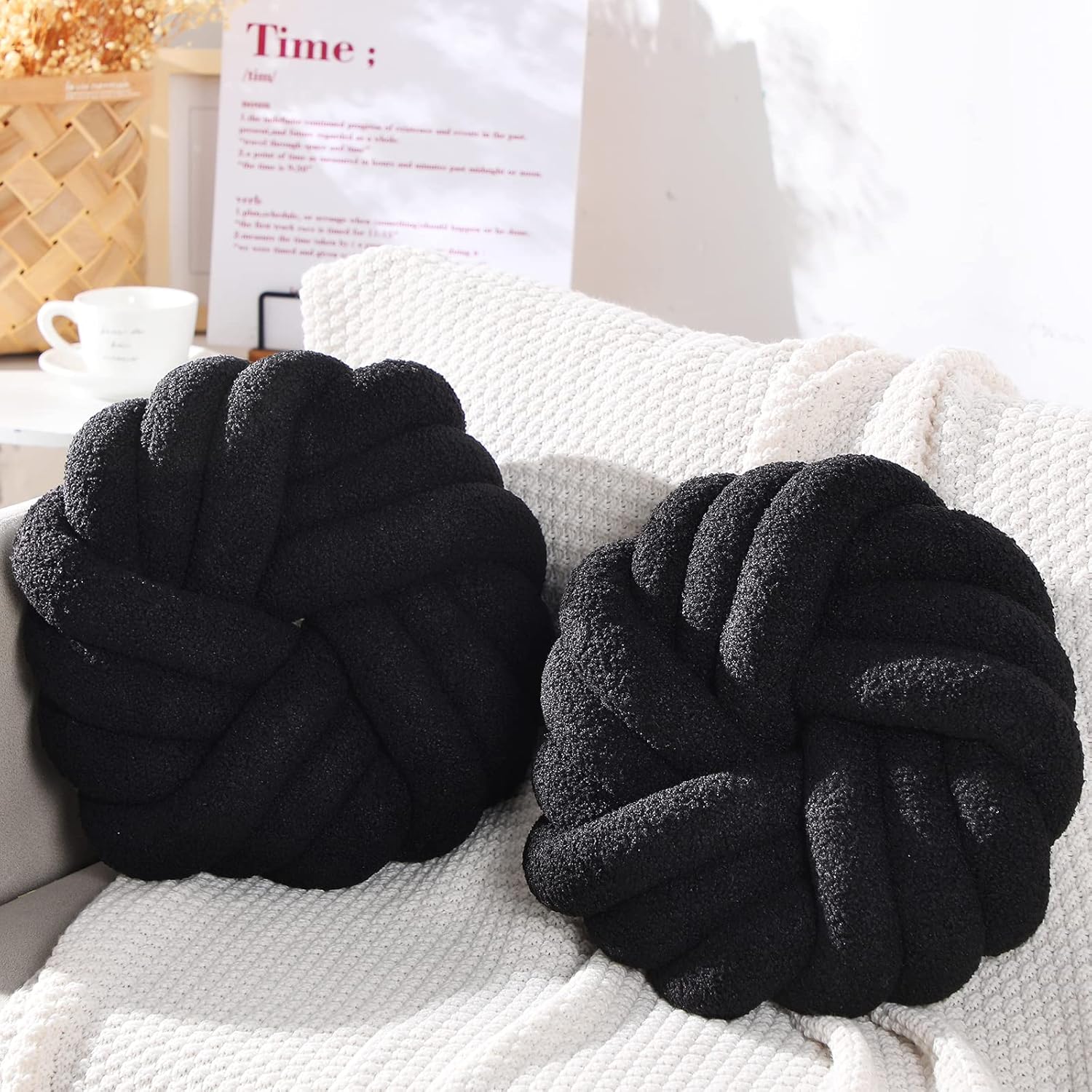 Knot Ball Throw Pillow Plush Decorative Cushion for Sofa and Bedroom - Image 8