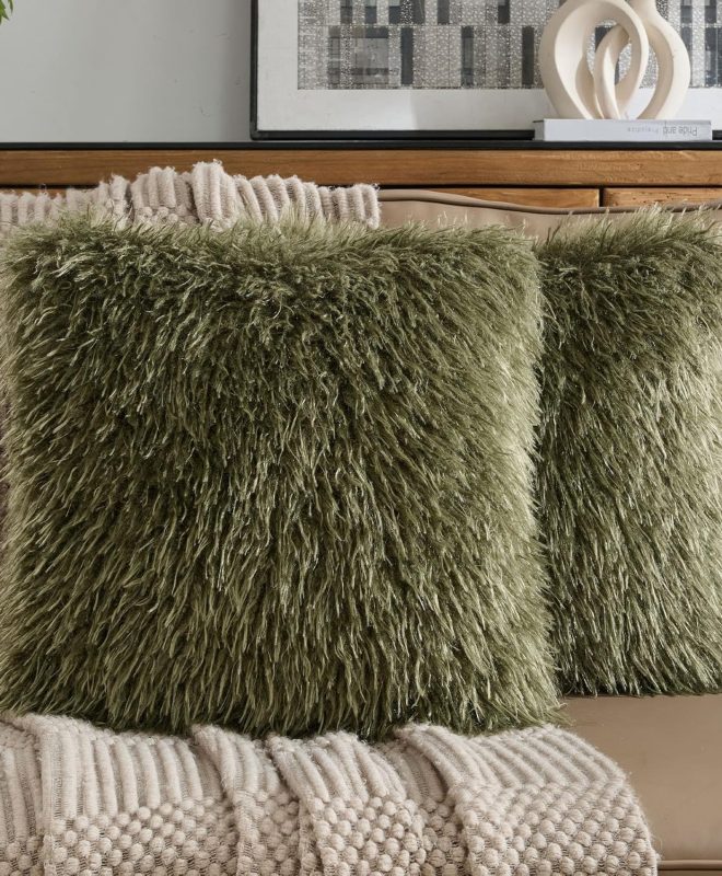 Faux Wool Textured Throw Pillow Covers Soft Decorative Cushion Covers