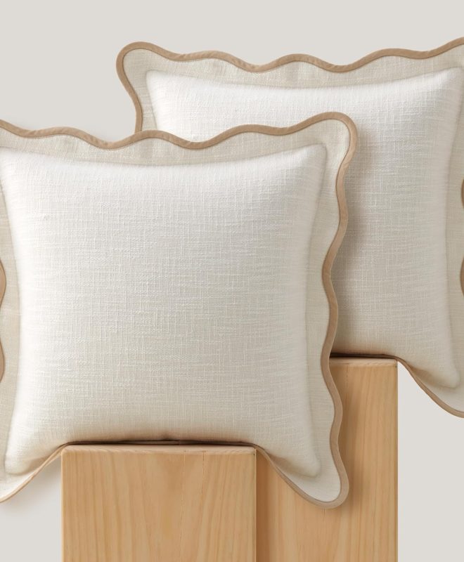 Cotton Scalloped Edge Throw Pillow Covers Decorative Cushion Covers