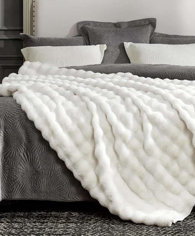 Faux Fur Throw Blanket Thick Plush Soft Cozy Blanket