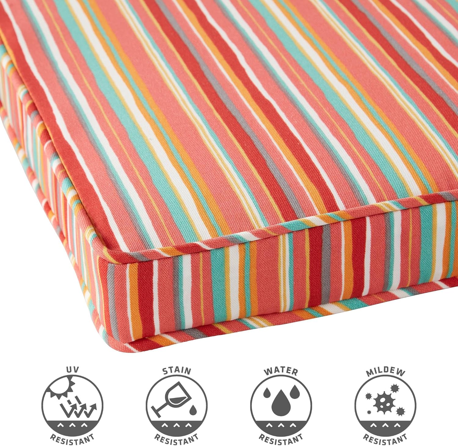 Outdoor Patio Chair Cushions with Ties, Reversible Square Seat Pads