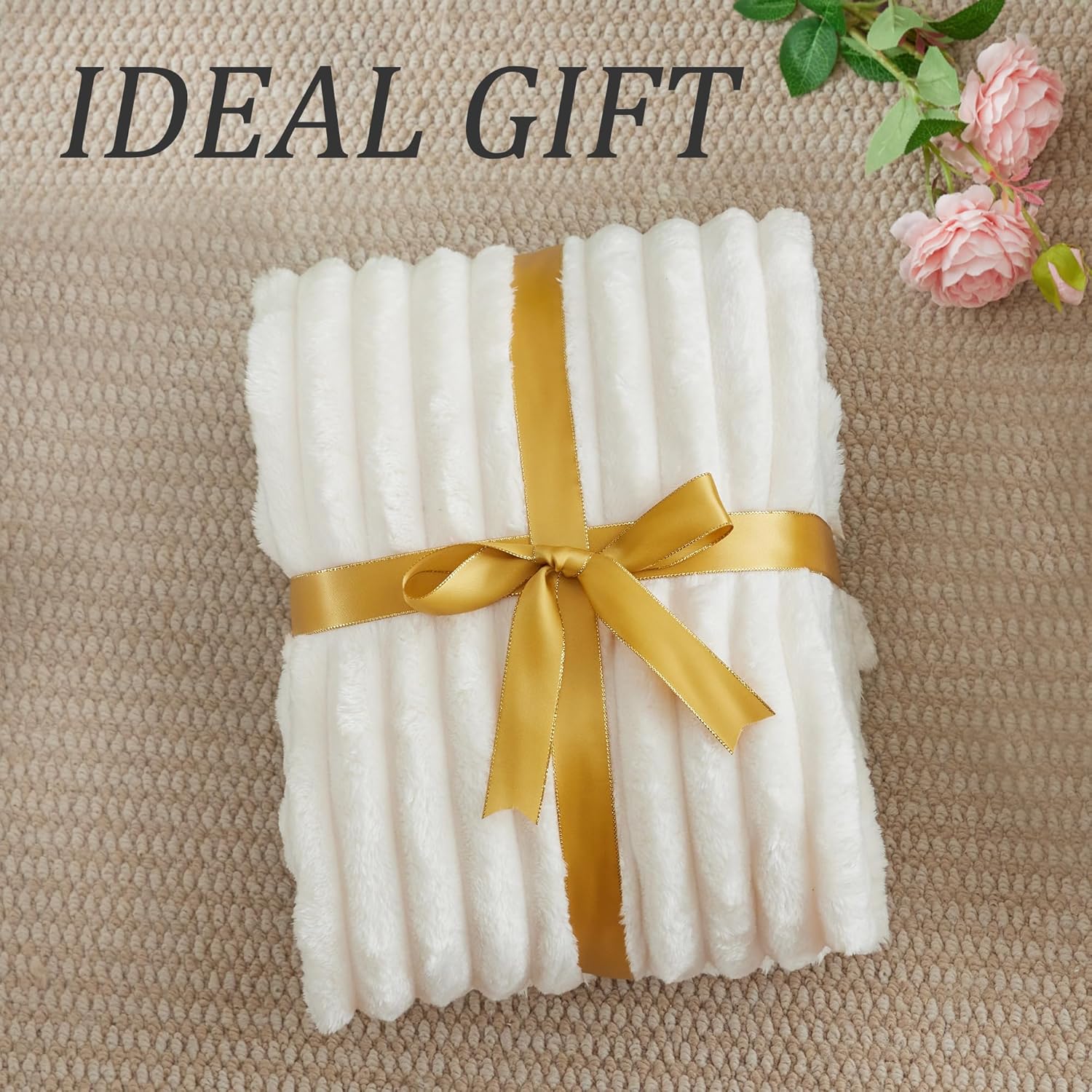 Striped Fleece Throw Blanket Soft Warm Decorative Blanket - Image 6