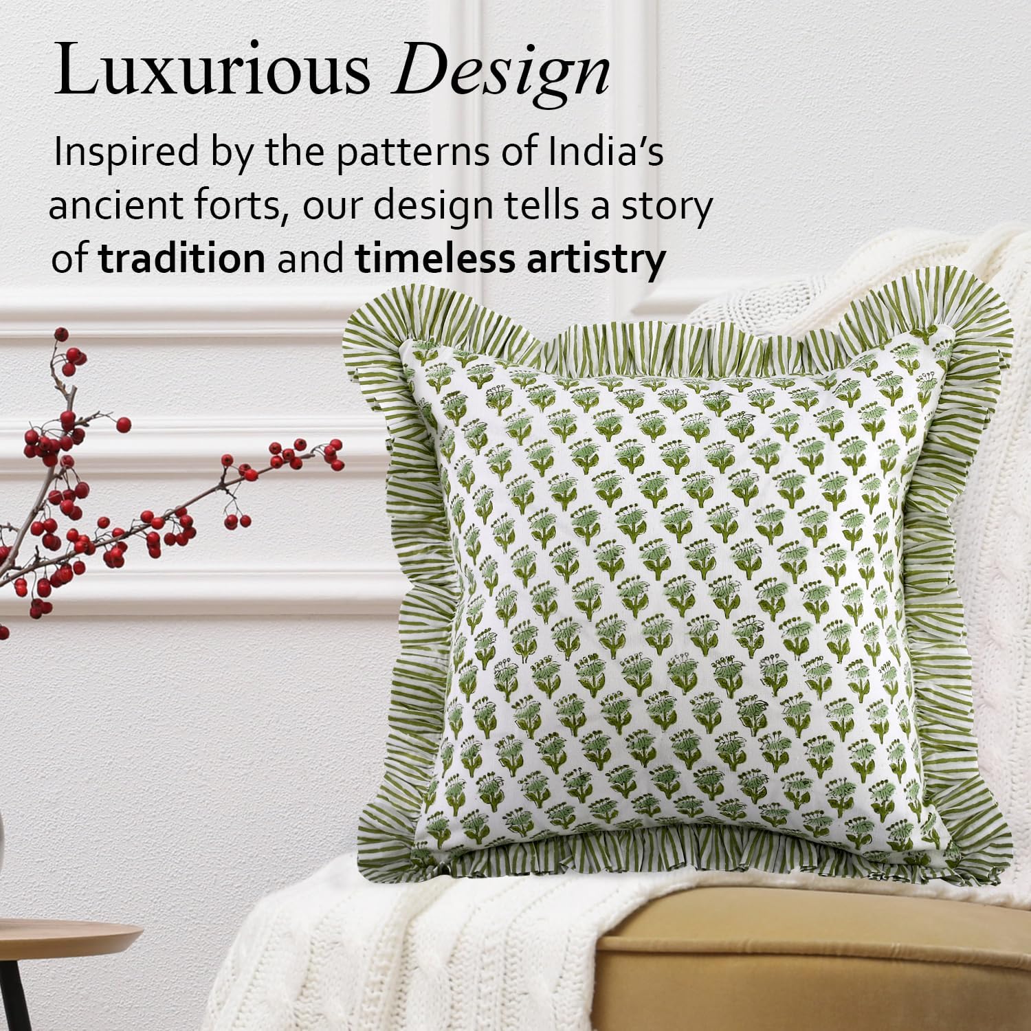 Striped Cotton Ruffle Throw Pillow Covers Decorative Cushion Covers - Image 4
