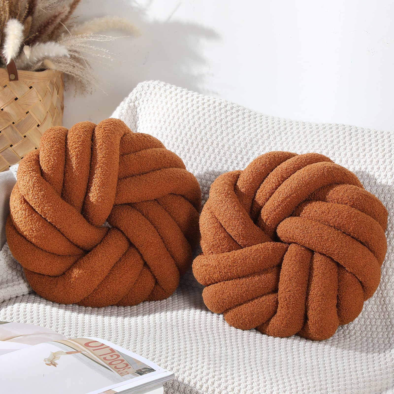 Knot Ball Throw Pillow Plush Decorative Cushion for Sofa and Bedroom - Image 13