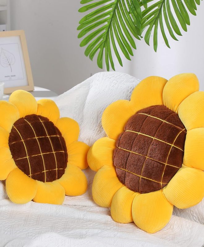 Sunflower Shaped Floor Pillow Plush Decorative Cushion
