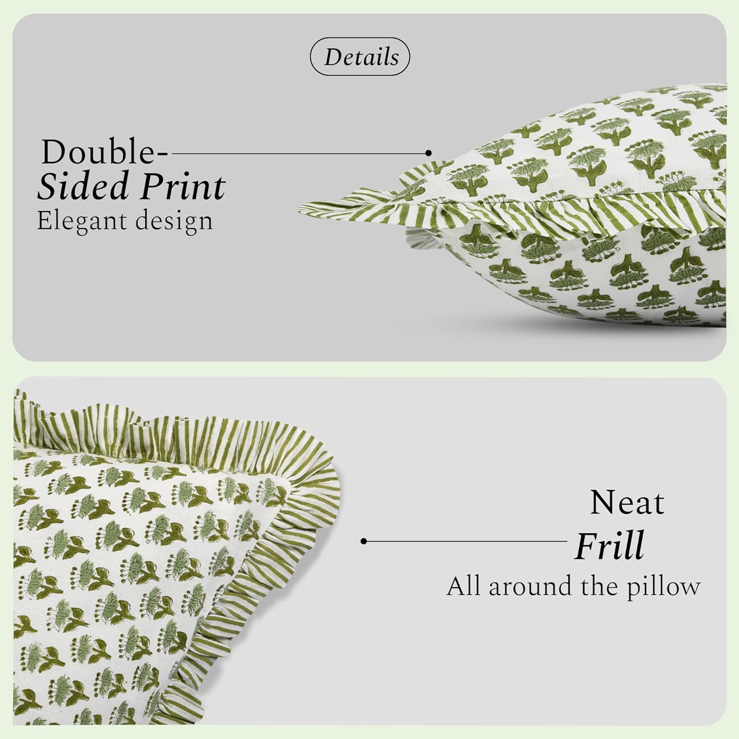 Striped Cotton Ruffle Throw Pillow Covers Decorative Cushion Covers - Image 2