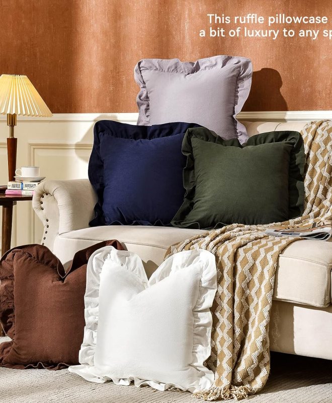 Cotton Ruffle Throw Pillow Covers Decorative Cushion Covers