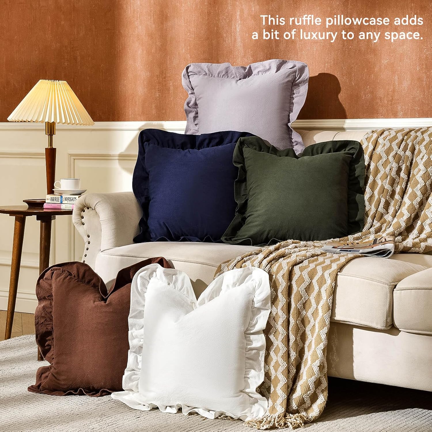 Cotton Ruffle Throw Pillow Covers Decorative Cushion Covers