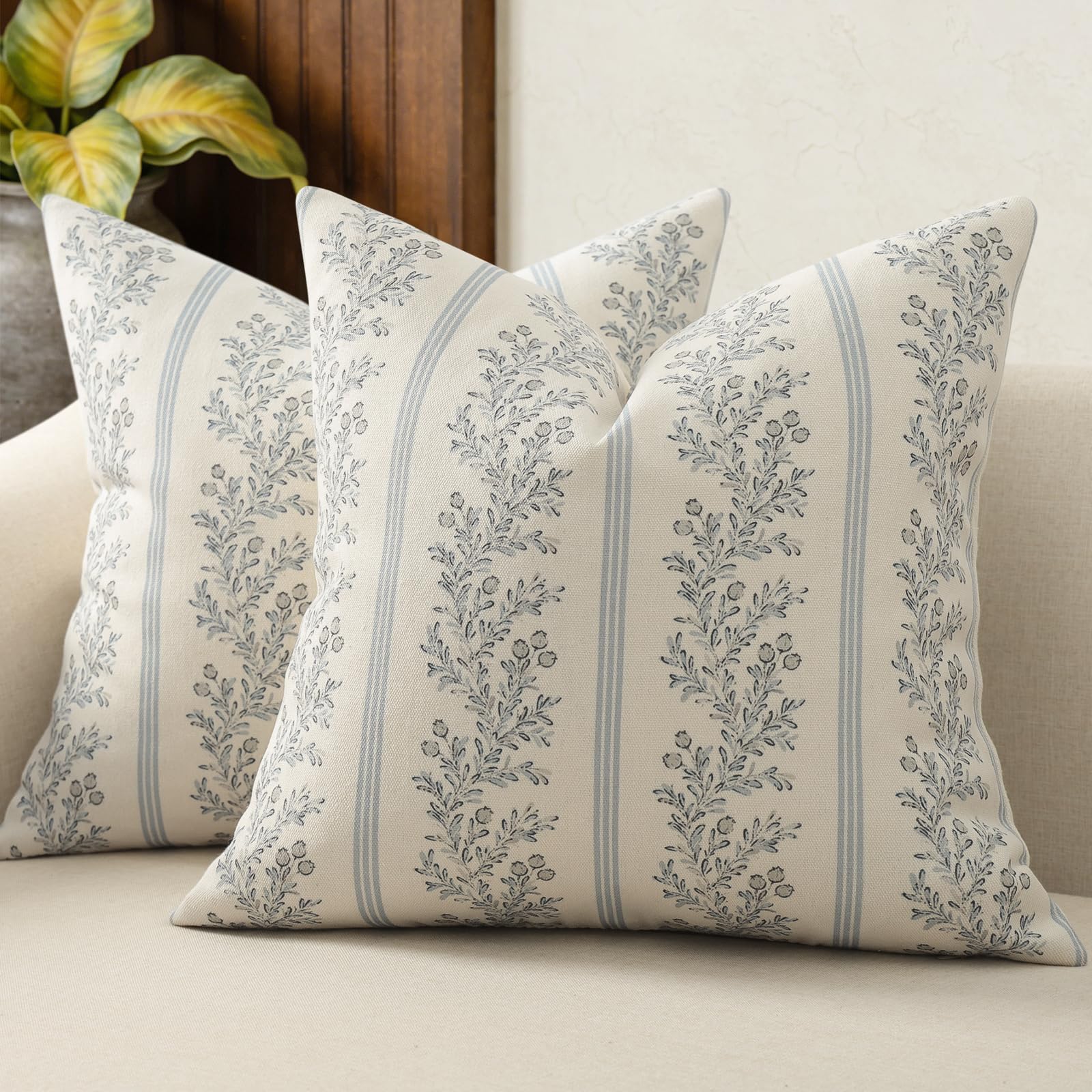 Floral Striped Throw Pillow Covers Decorative Cushion Covers - Image 6