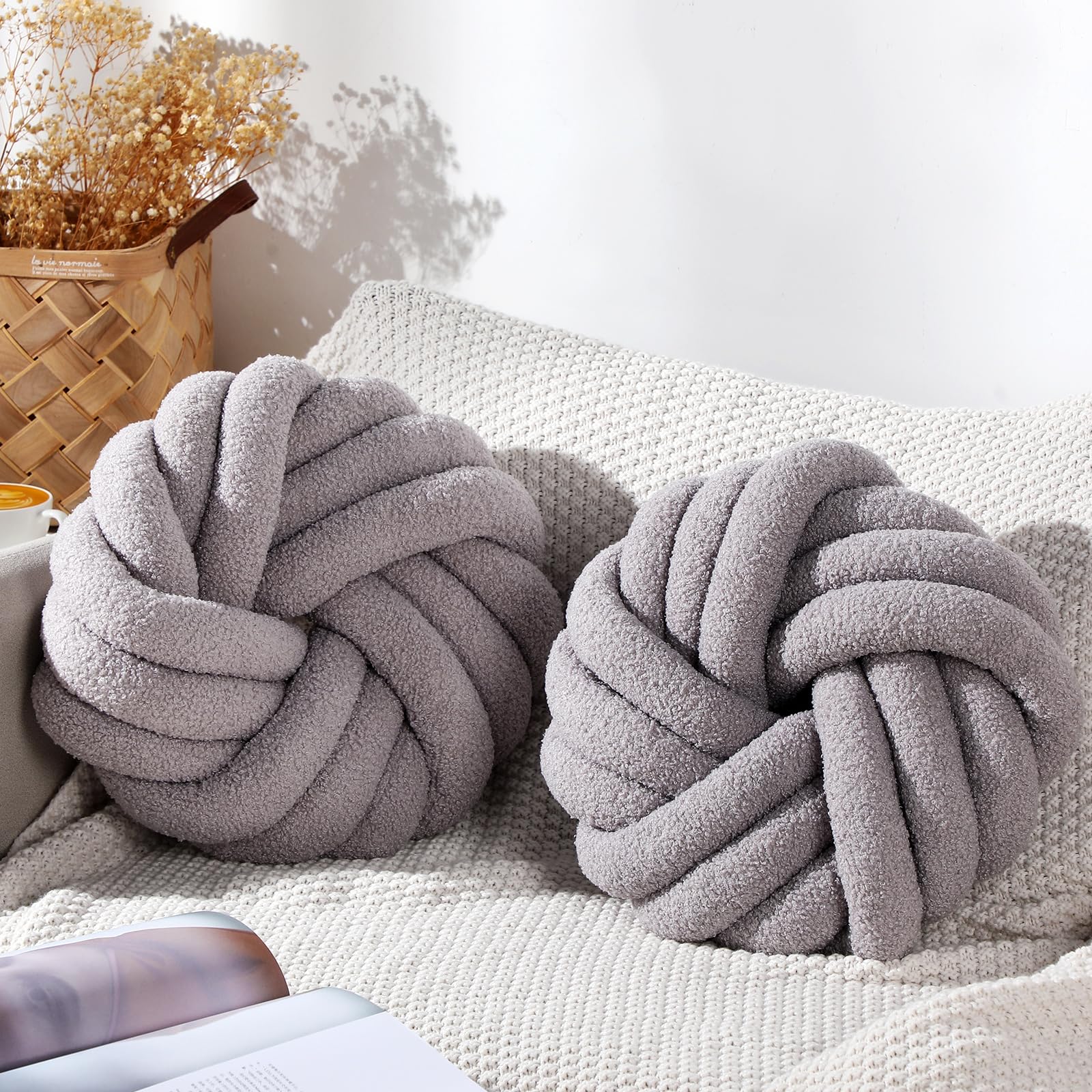 Knot Ball Throw Pillow Plush Decorative Cushion for Sofa and Bedroom - Image 15