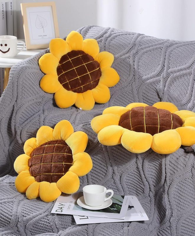 Sunflower Shaped Floor Pillow Plush Decorative Cushion