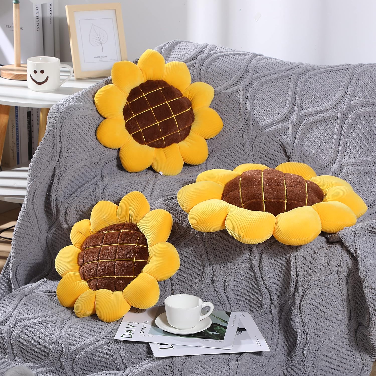 Sunflower Shaped Floor Pillow Plush Decorative Cushion - Image 7