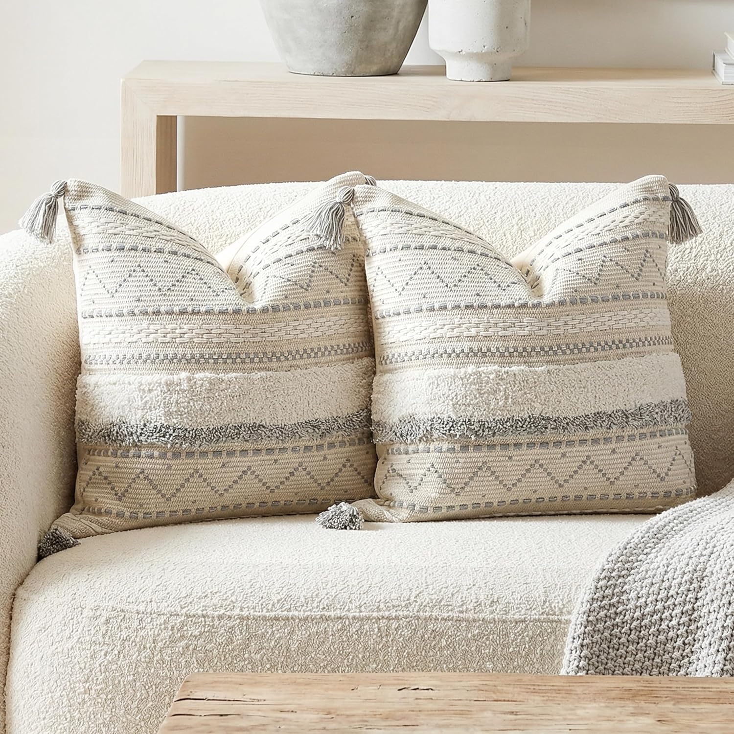 Boho Tassel Throw Pillow Covers Decorative Cushion Covers
