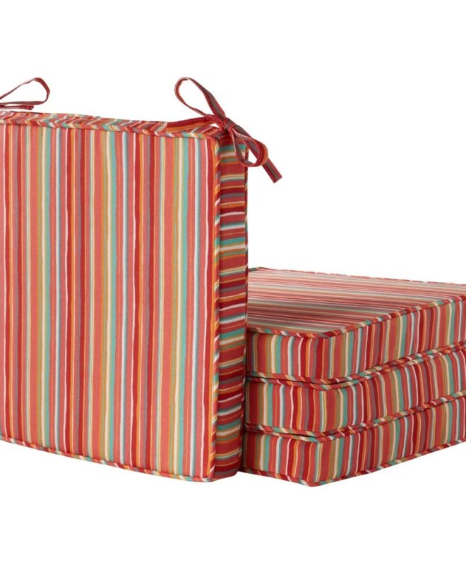 Outdoor Patio Chair Cushions with Ties, Reversible Square Seat Pads