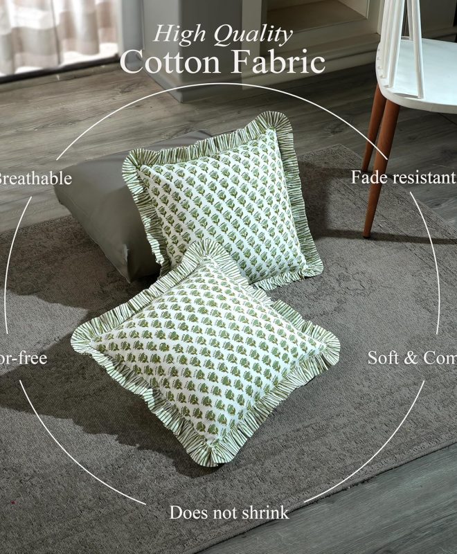 Striped Cotton Ruffle Throw Pillow Covers Decorative Cushion Covers