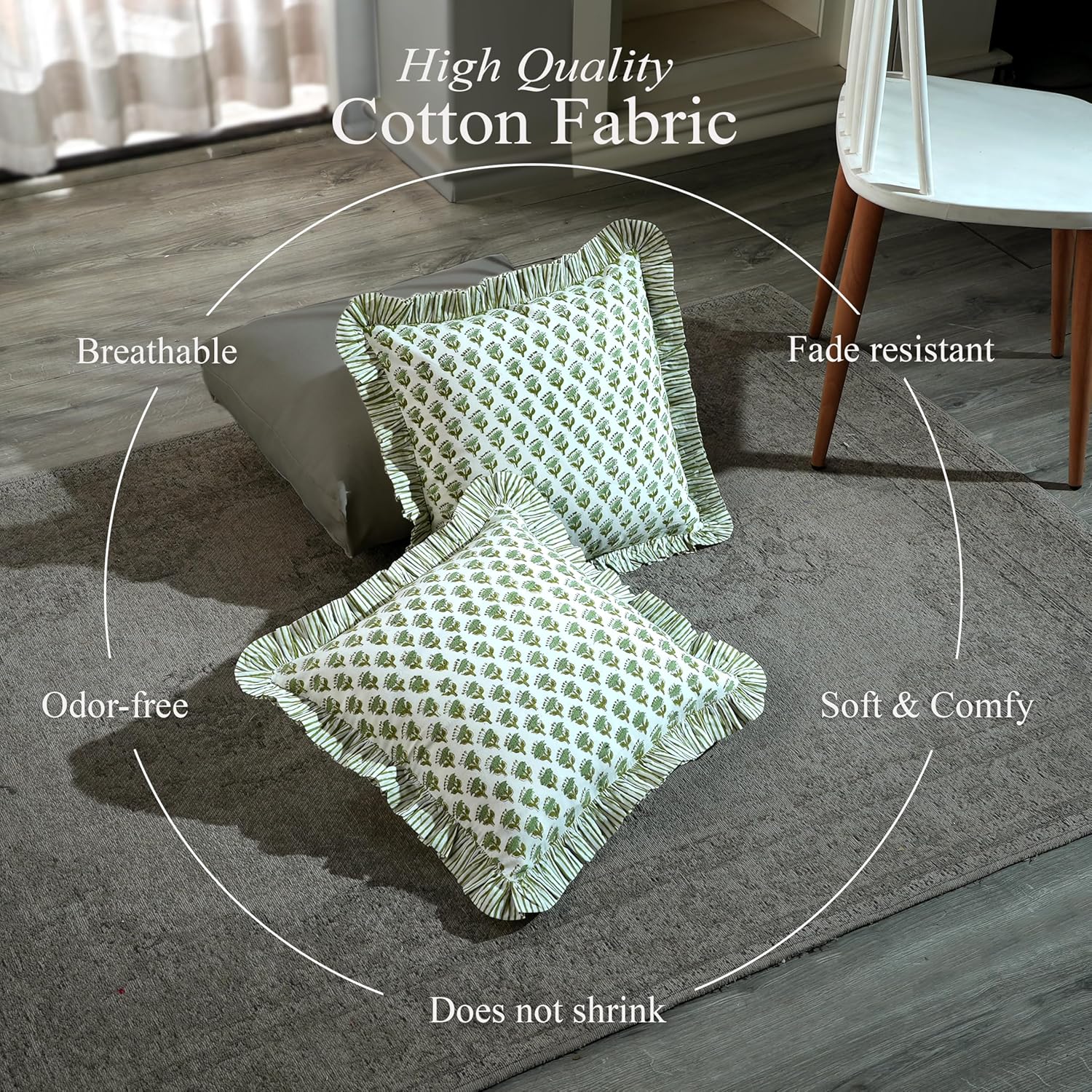 Striped Cotton Ruffle Throw Pillow Covers Decorative Cushion Covers
