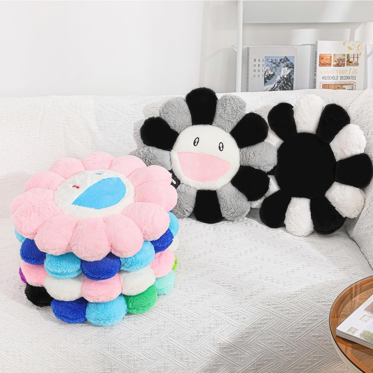 Flower Shaped Plush Floor Pillow Soft Decorative Cushion